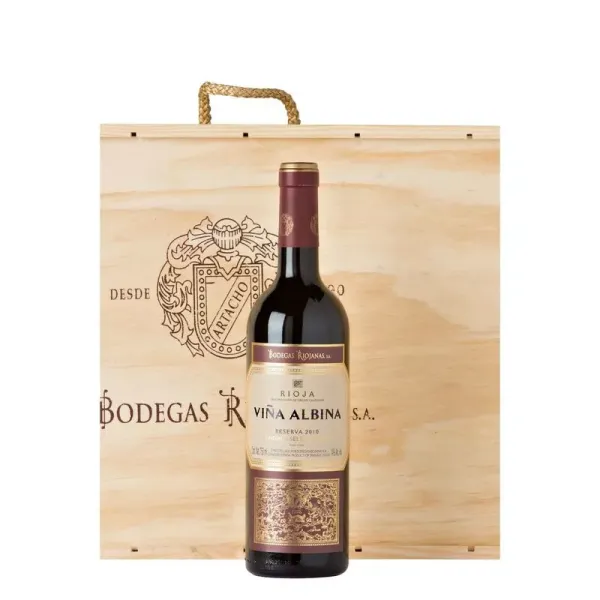Caja Madera 6 b. Vino VIÑA ALBINA Reserva Vendimia Seleccionada