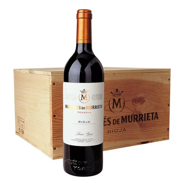 Caja Madera 6 b. Vino MARQUES DE MURRIETA Reserva