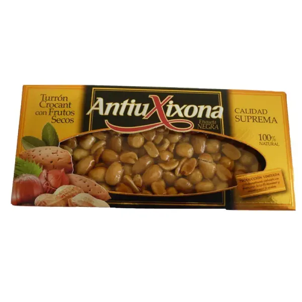Estuche Turrón Crocant de Frutos Secos ANTIU XIXONA ETIQUETA NEGRA - 150 g.