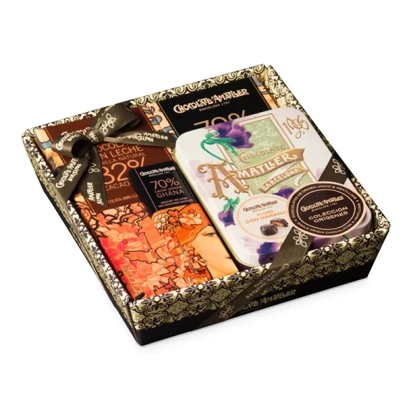 Cesta surtido de Chocolates AMATLLER 'Colección Carteles'