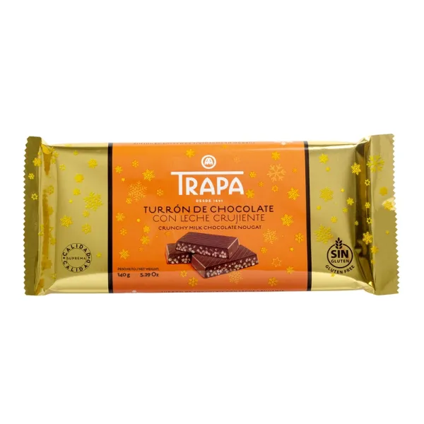 Tableta Turrón de Chocolate Crujiente TRAPA - 140 g.
