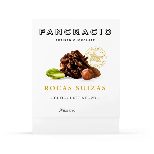 Estuche Rocas Suizas al Chocolate Negro PANCRACIO - 140 g.