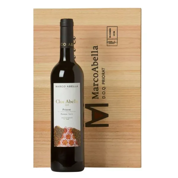 Caja madera 3 b. Vino tinto D.O. Priorat CLOS ABELLA