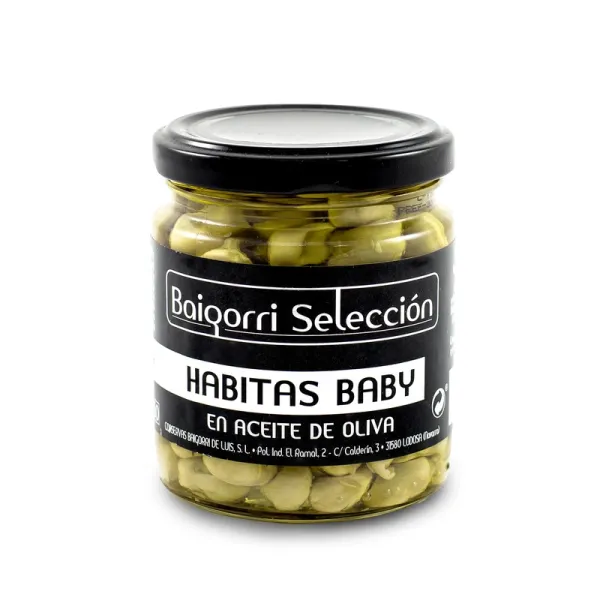 Frasco Habitas Fritas en Aceite de Oliva BAIGORRI Selección - 200 g.